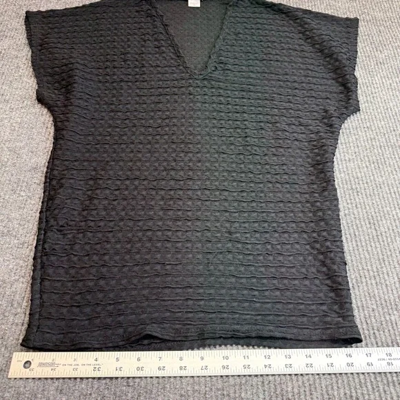 Jordan Taylor Black Textured Cover Up V Neck Shirt Beach Women's Medium - Picture 6 of 8